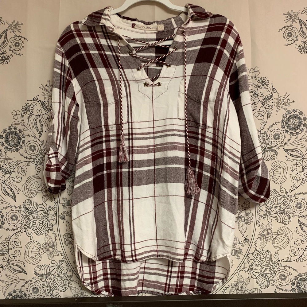 Flannel deep neck criss cross